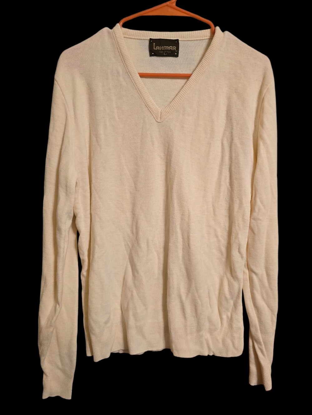 Vintage | Cream V-Neck Men's Sweater